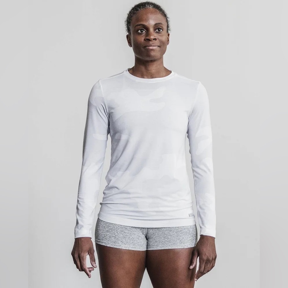 NOBULL White Camo Long Sleeve Tee Gym Workout Running